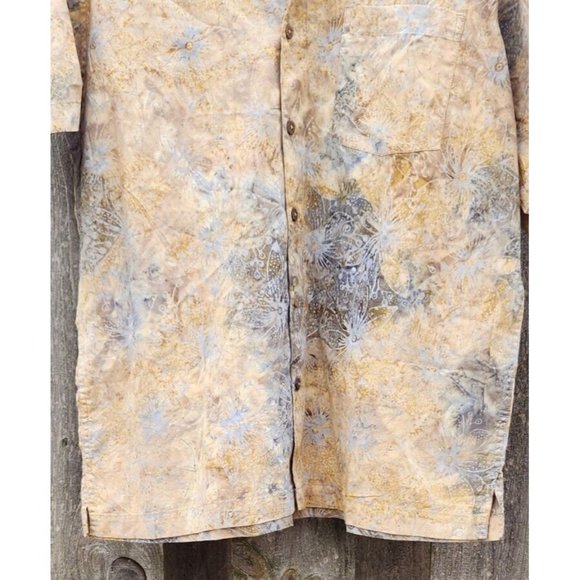 Pete Huntington Bali Hawaiian Button Up Shirt Mens Medium Abstract Floral - Picture 2 of 16